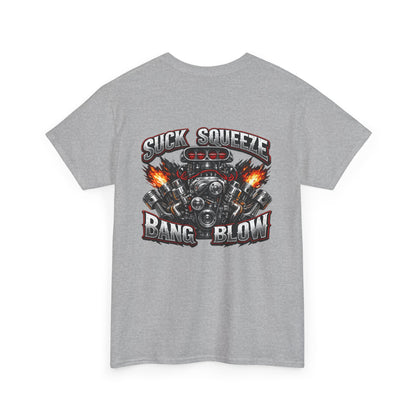 Engine V8 Graphic Tee — "Suck Squeeze Bang Blow"