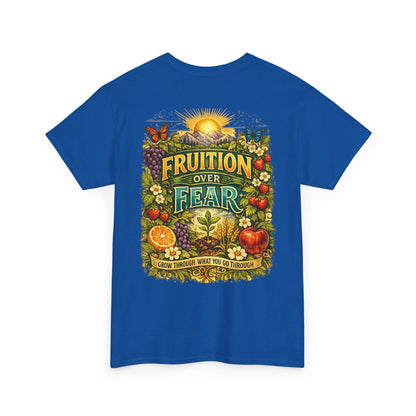 Fruition Over Fear T‑Shirt – Garden Harvest, Sun & Fruit Graphic Tee