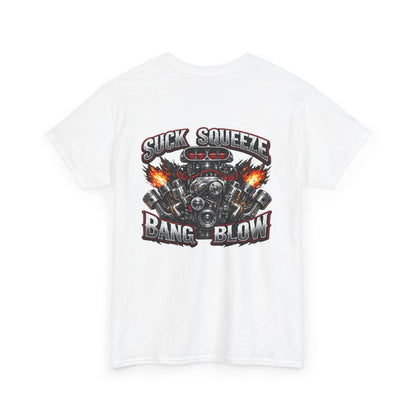 Engine V8 Graphic Tee — "Suck Squeeze Bang Blow"