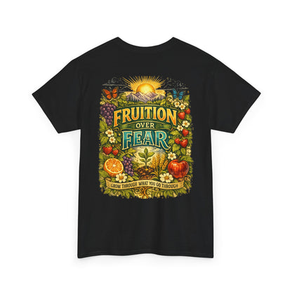 Fruition Over Fear T‑Shirt – Garden Harvest, Sun & Fruit Graphic Tee